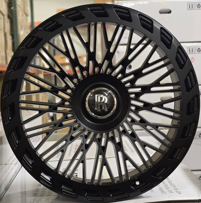 24 INCH ROLLS ROYCE GHOST CULLINAN PHANTOM SATIN BLACK WHEELS