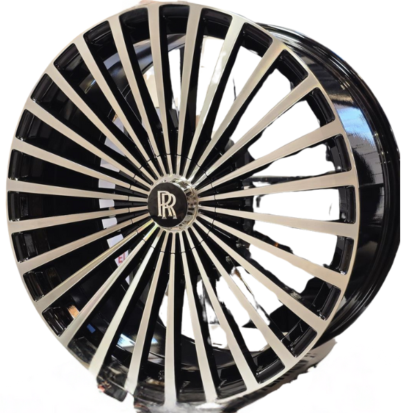 24 INCH ROLLS ROYCE GHOST CULLINAN PHANTOM FORGED GLOSS BLACK MACHINED WHEELS