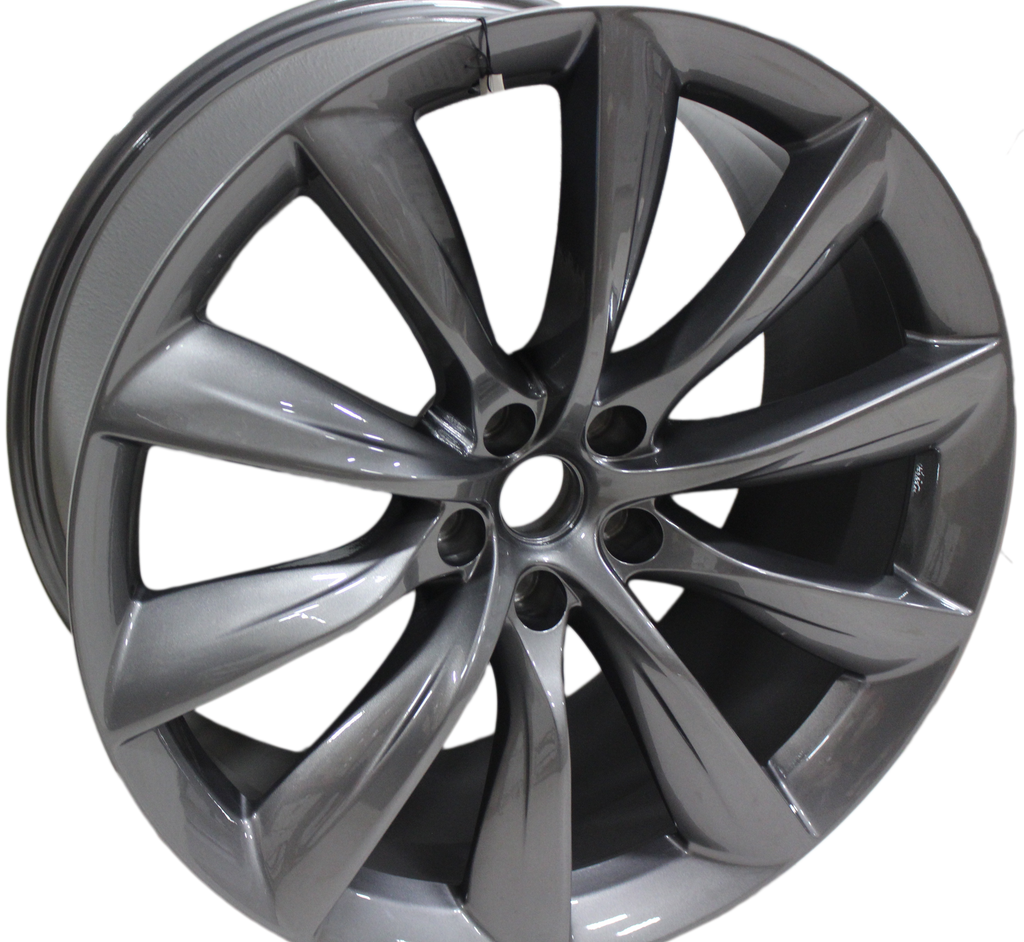 22x9/10 Staggered Tesla Model S Model X Gloss Gunmetal Updated Twist Spoke Style Wheels