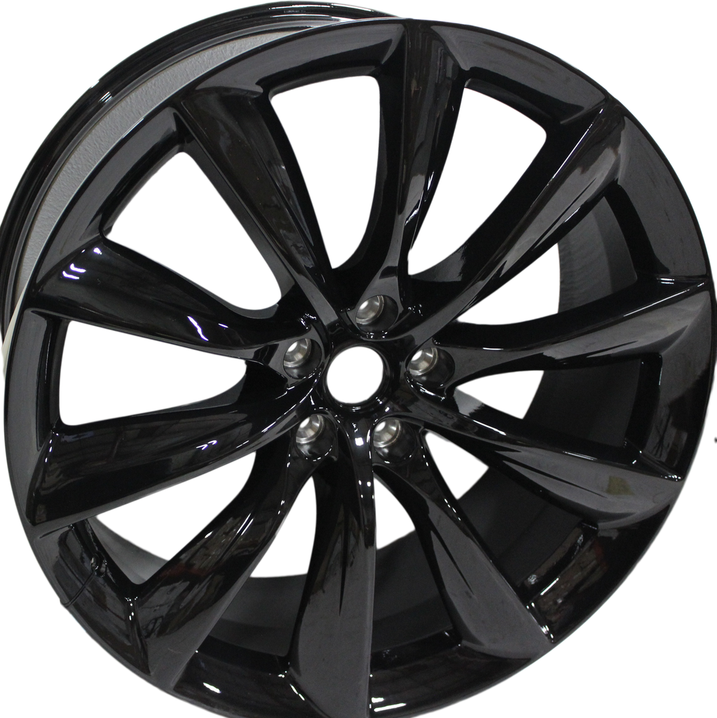 22x9/10 Tesla Model S Model X Gloss Black Twist Spoke Style Staggered Wheels