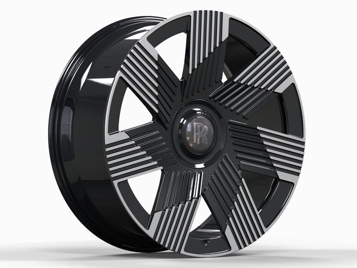 24 INCH ROLLS ROYCE GHOST CULLINAN PHANTOM FORGED GLOSS BLACK MACHINED WHEELS