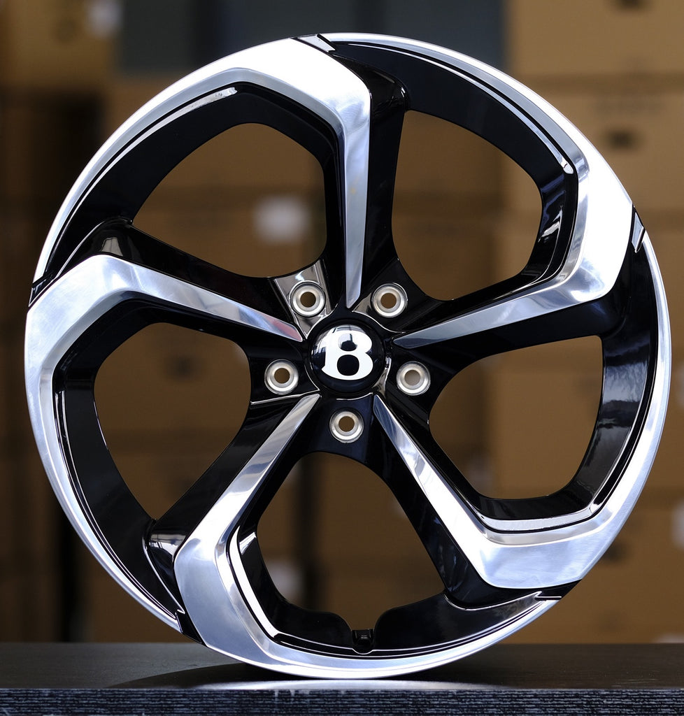 22 Inch Monoblock Forged Rims Bentley Bentayga Gloss Black Polished Wheels