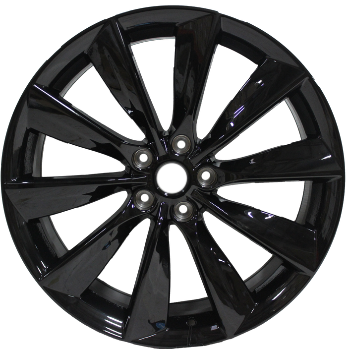 21" Staggered Tesla Model S Model Y Model X Gloss Black Twist Spoke Style Wheels