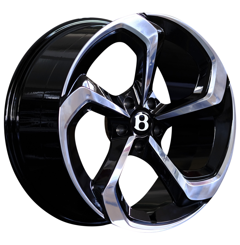 22 Inch Monoblock Forged Rims Bentley Bentayga Gloss Black Polished Wheels