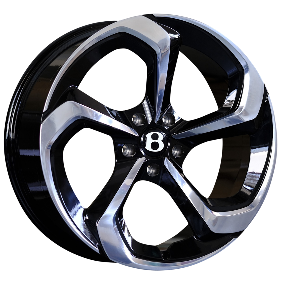 22 Inch Monoblock Forged Rims Bentley Bentayga Gloss Black Polished Wheels