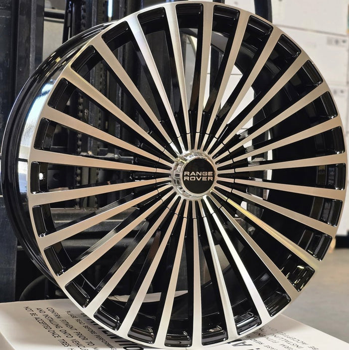 24" Inch Range Rover Rims Full Size SV SE HSE Sport Wheels Black Machined Face Custom Wheels