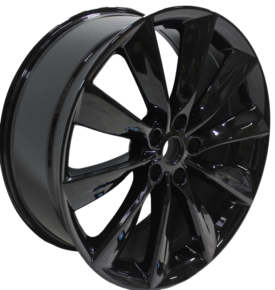 21x8.5/9 Staggered Tesla Model S Model Y Model X Satin Black Twist Spoke Style Wheels