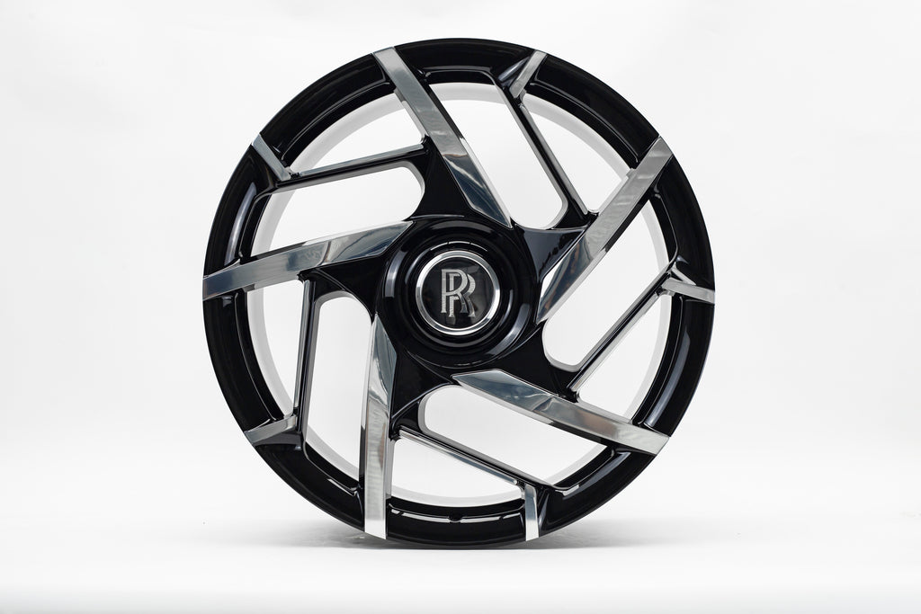 24” Rolls Royce Monoblock Forged Black Polished Wheels for Rolls Royce Ghost / Phantom / Wraith Fitment