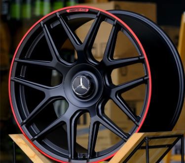 22 Inch Mercedes ML GL GLS GLE Rims ML63 ML550 ML500 ML400 GL63 GL550 GLE GLS Matte Black with Red lip  Wheels