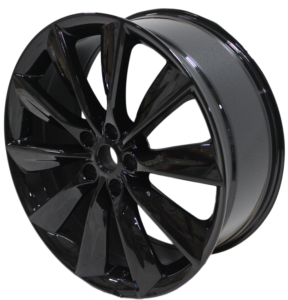 21" Staggered Tesla Model S Model Y Model X Gloss Black Twist Spoke Style Wheels