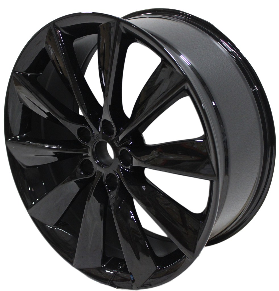 21" Staggered Tesla Model S Model Y Model X Gloss Black Twist Spoke Style Wheels