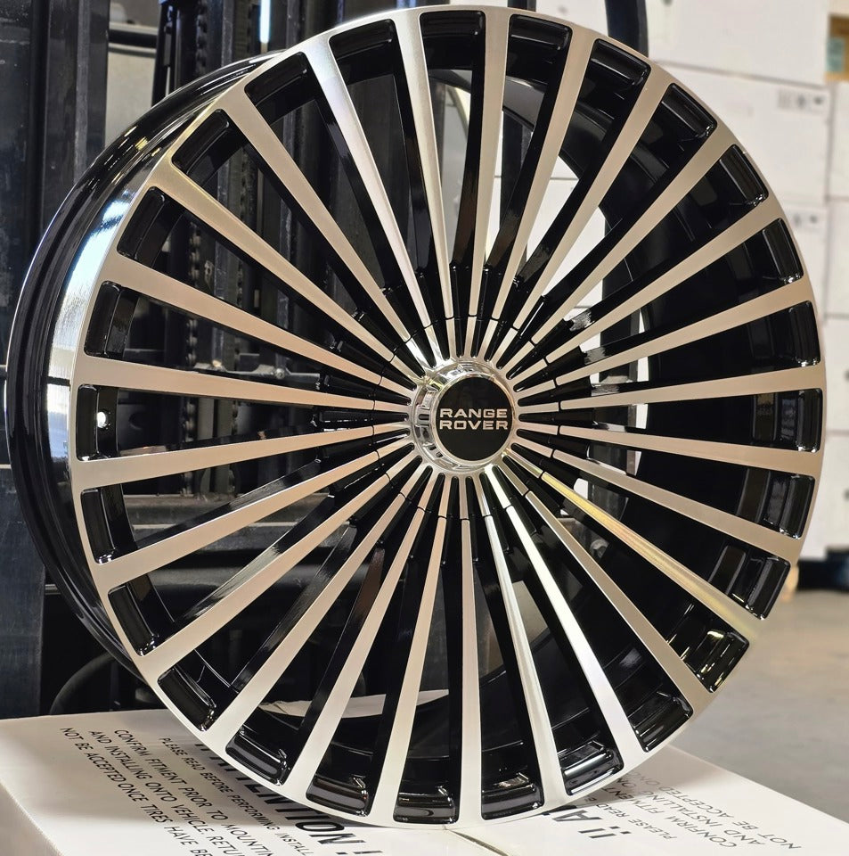 24" Inch Range Rover Rims Full Size SV SE HSE Sport Wheels Black Machined Face Custom Wheels