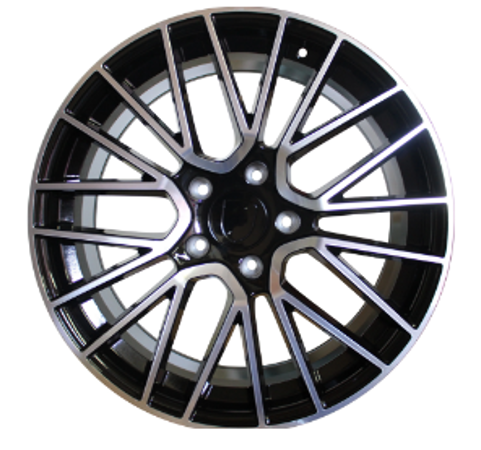 21 Inch Rims Fits Porsche Cayenne Turbo S GTS Base Staggered Black Machined Face Mesh Spyder Wheels