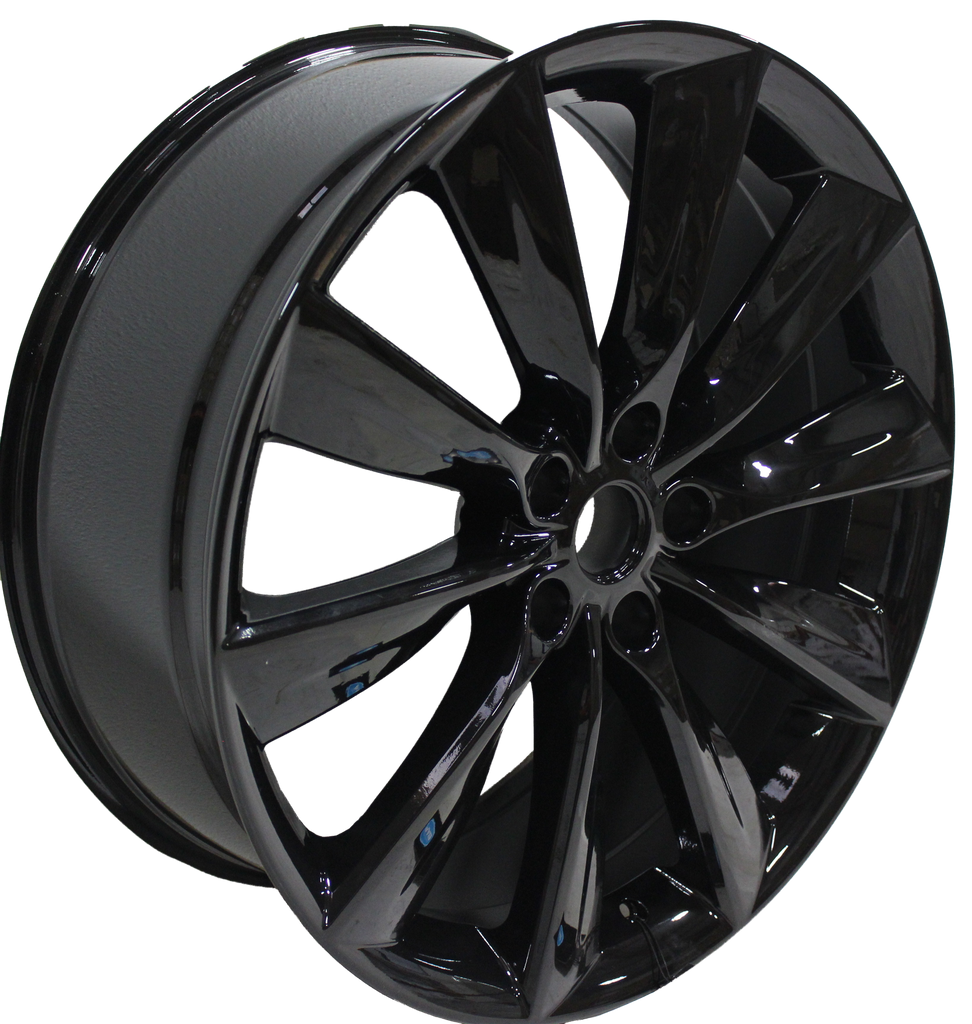21" Staggered Tesla Model S Model Y Model X Gloss Black Twist Spoke Style Wheels