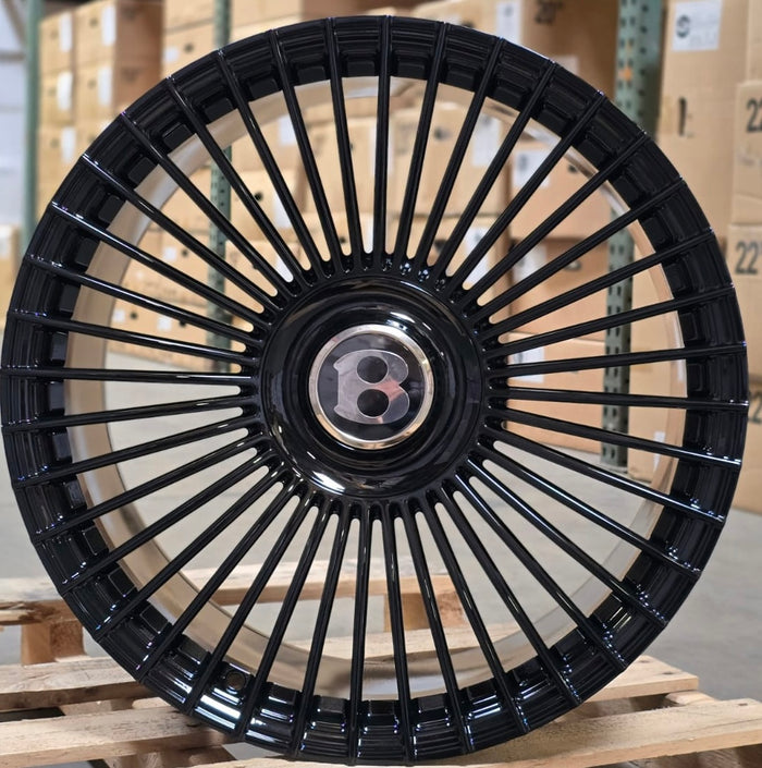 22 Inch Monoblock Forged Rims Bentley Bentayga Gloss Black Polished Wheels