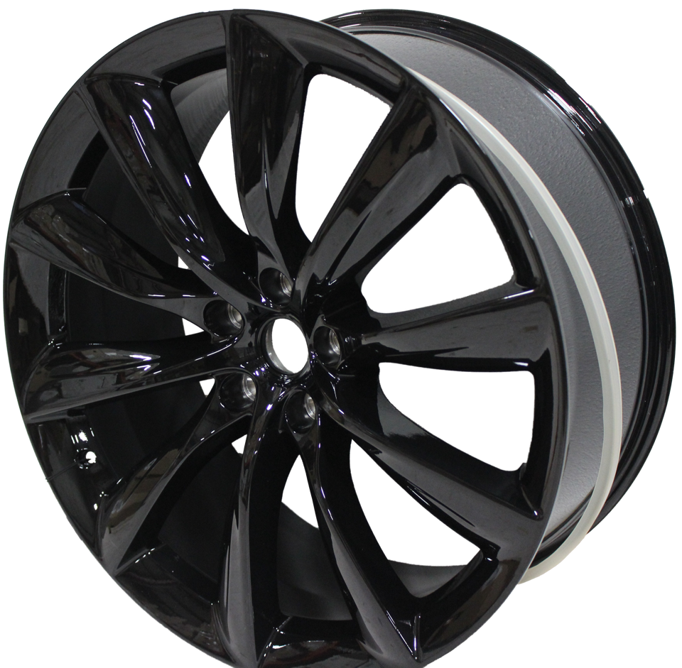 22x9/10 Tesla Model S Model X Gloss Black Twist Spoke Style Staggered Wheels