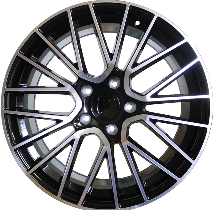 21 Inch Rims Fits Porsche Cayenne Turbo S GTS Base Staggered Black Machined Face Mesh Spyder Wheels