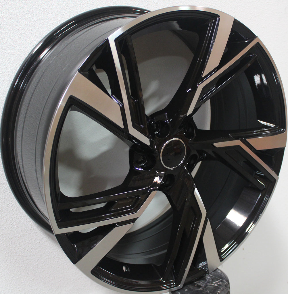 20 Inch Audi RS Style Rims Black Machined Wheels