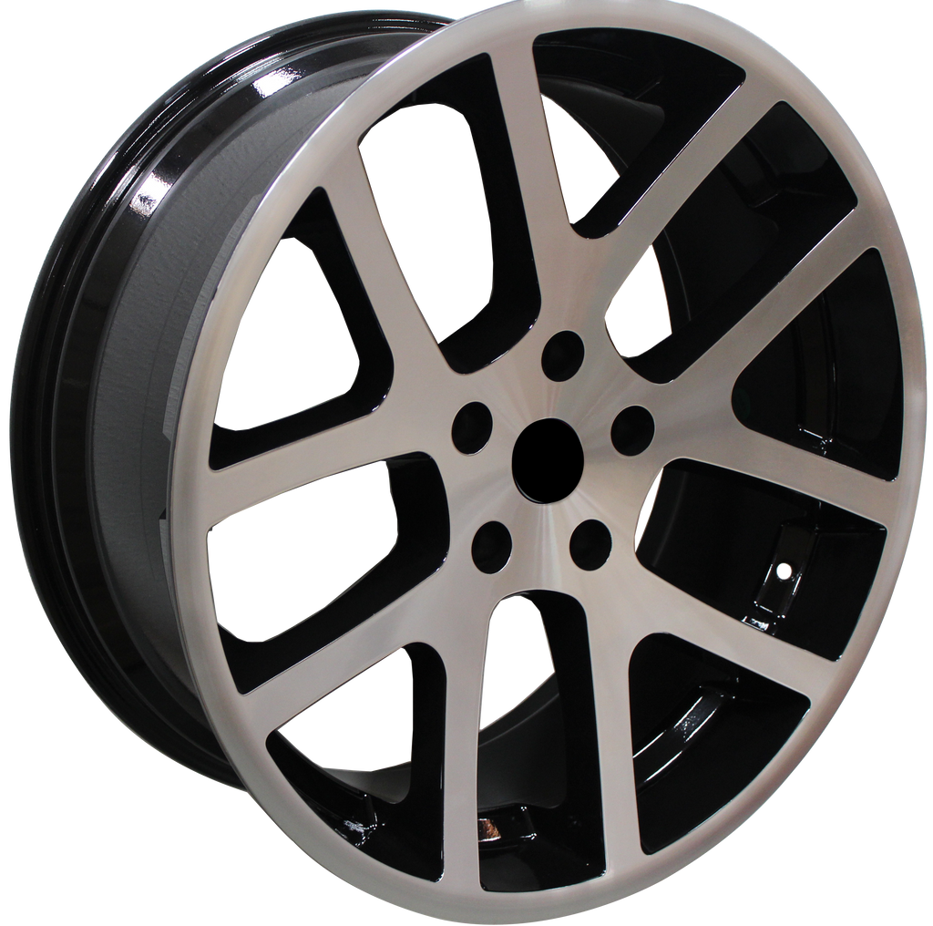 22 INCH RIMS HEMI SRT DODGE RAM 1500 MACHINED BLACK WHEELS