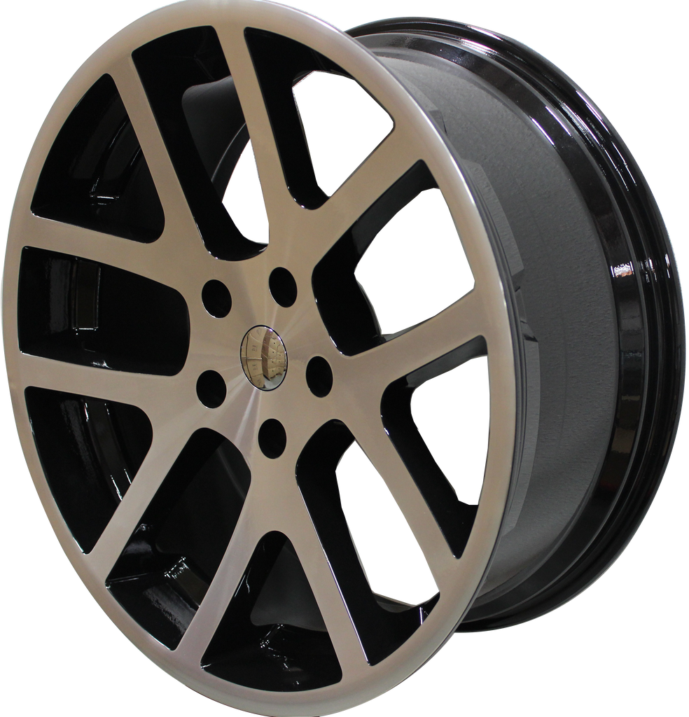 22 INCH RIMS HEMI SRT DODGE RAM 1500 MACHINED BLACK WHEELS