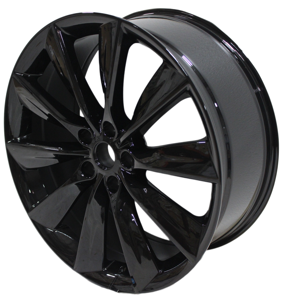 21x8.5/9 Staggered Tesla Model S Model Y Model X Gloss Black Twist Spoke Style Wheels
