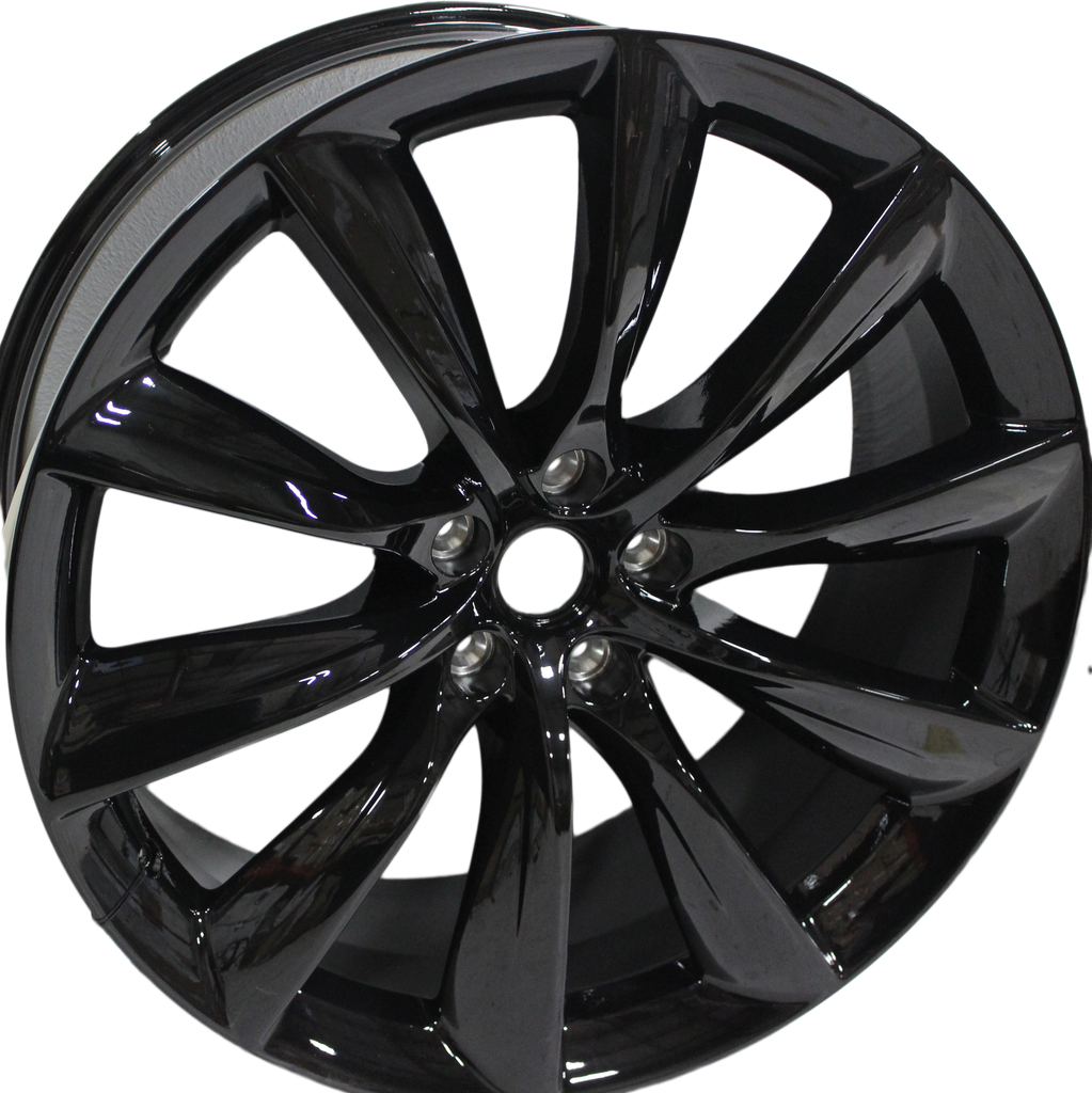 22x9 Tesla Model S Model X Gloss Black Updated Twist Spoke Style Wheels
